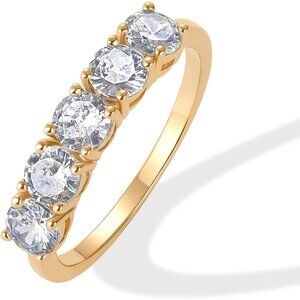 14K Gold Plated Premium Cubic Zirconia Engagement Ring for Women | Promise Etern
